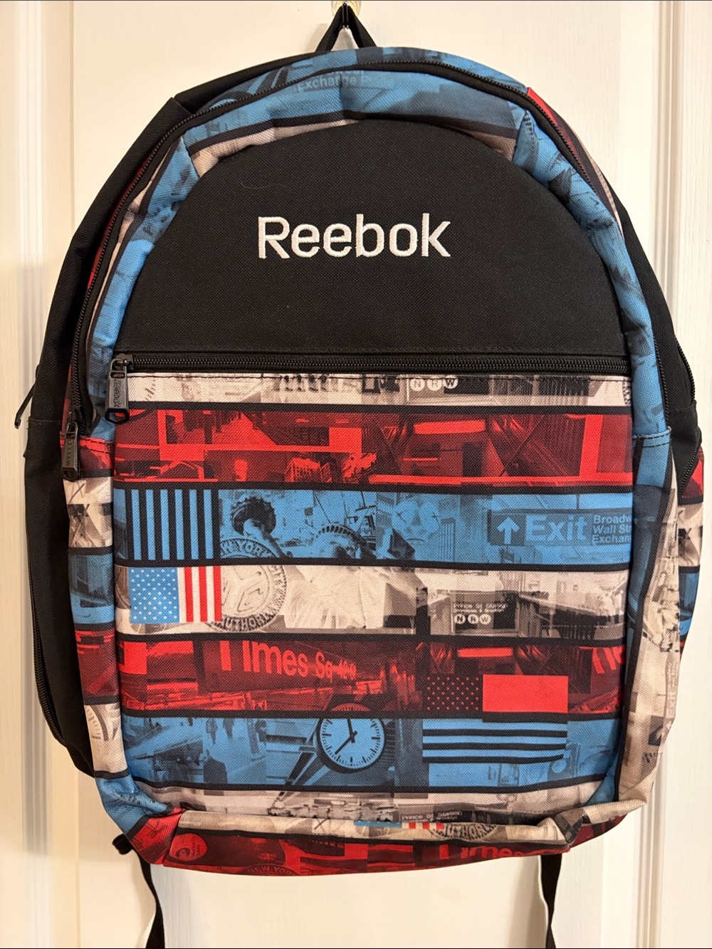 Reebok Unisex Red, Blue & Black Graphic Backpack With Laptop Pocket